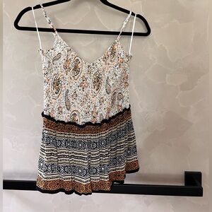 Patrons of Peace Paisley Print Spaghetti Strap Top